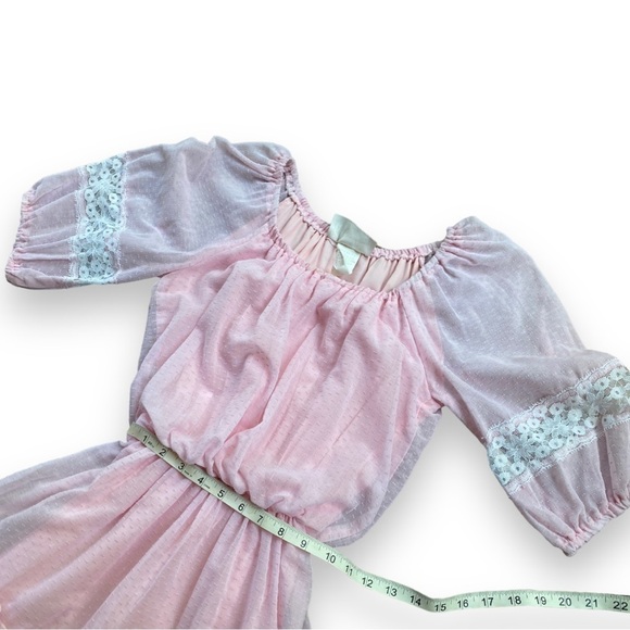 Vintage Roberta California Light Pink Puff Sleeve Midi Prairie Dress | S… - Picture 14 of 15